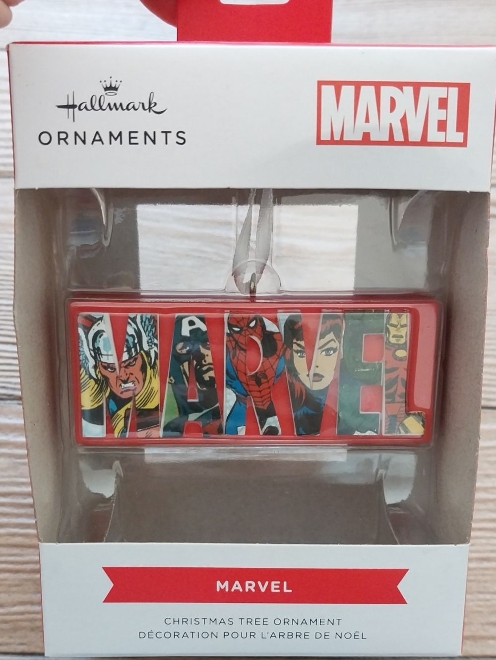 Hallmark Marvel Logo Ornament in Red, Blue, Yellow